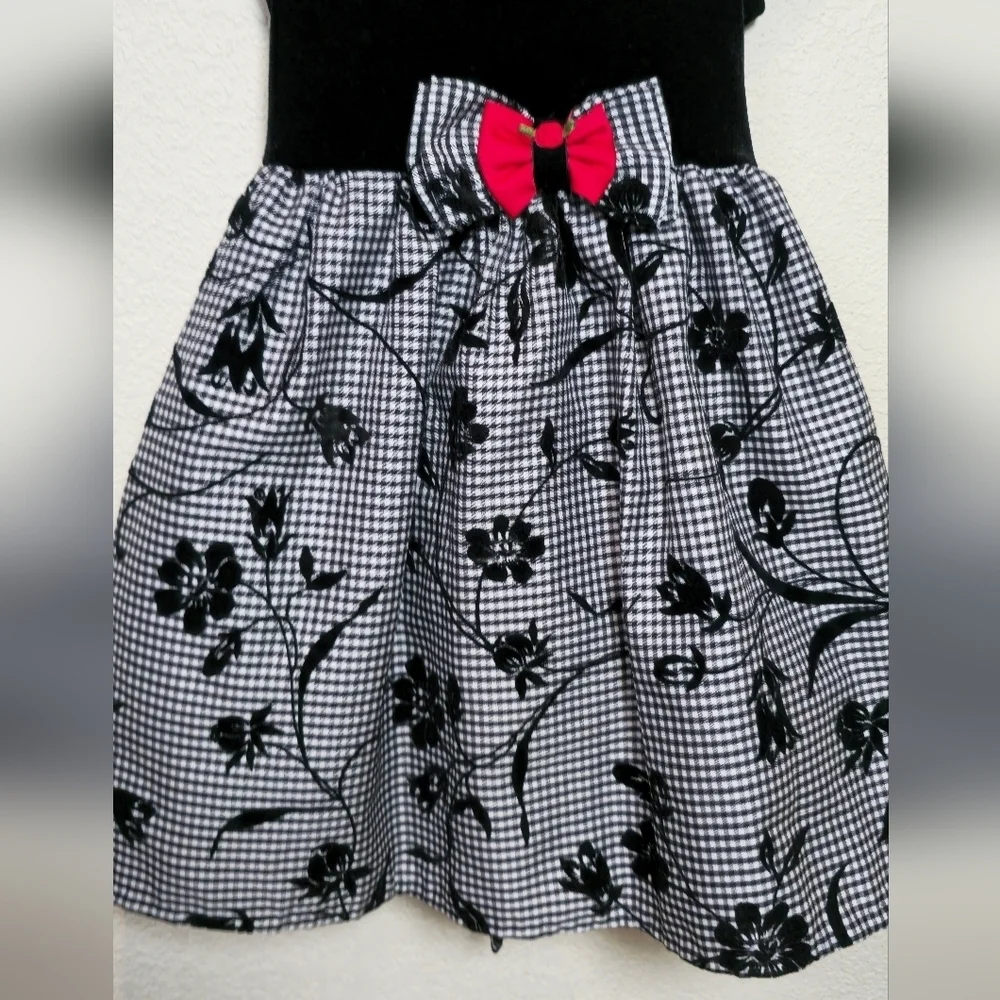 Marinellata  Dress Toddler Girls Size 3T Holiday Black White Velvet Bow Lined